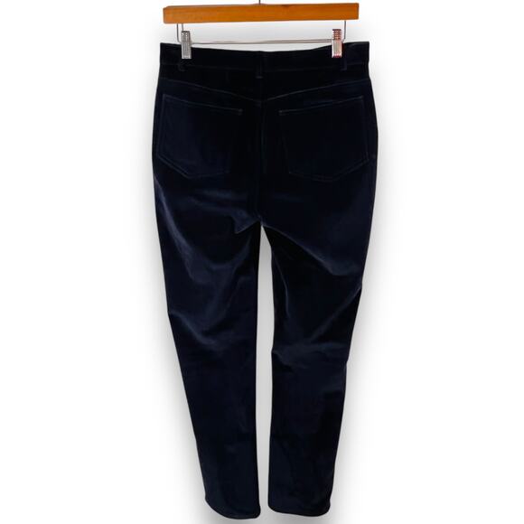 Lafayette 148 Pants Navy Blue Velour Straight Leg Classic Minimalist Size 6 - Picture 4 of 10